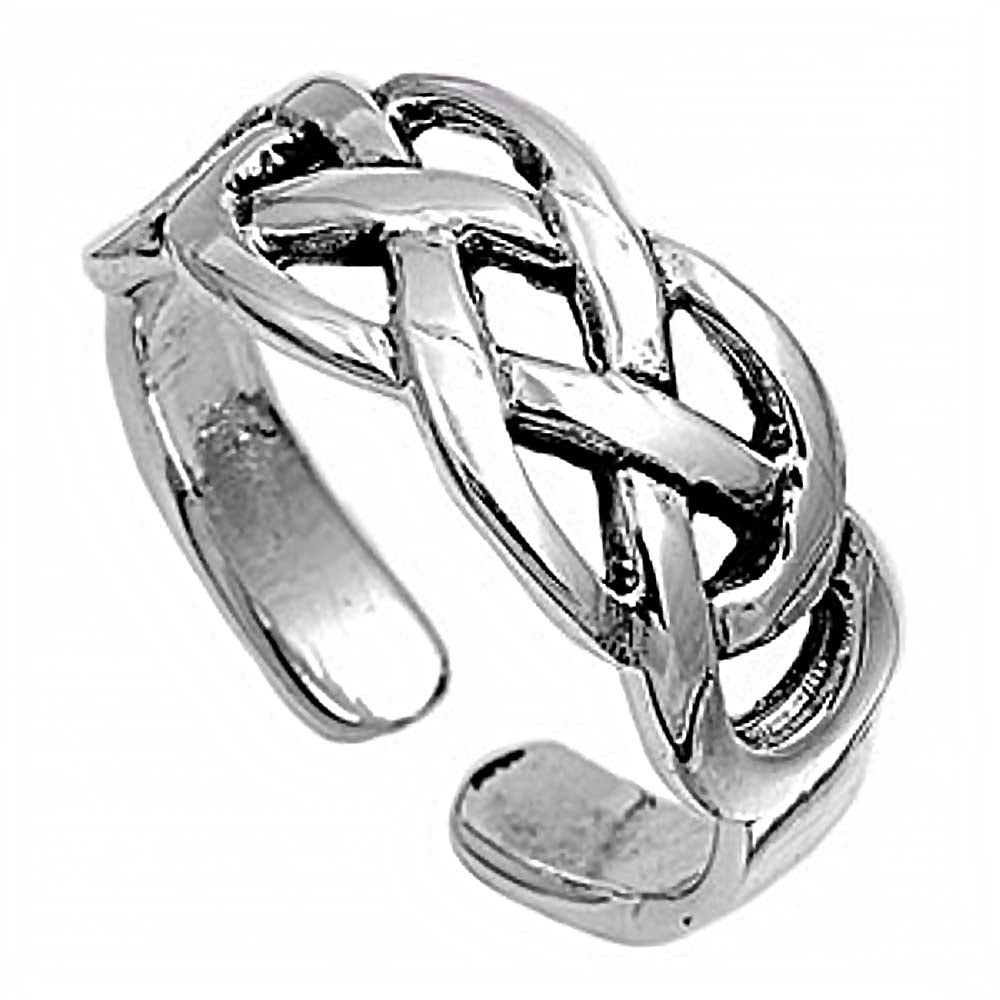 Sterling Silver Modish Celtic Knot Design Toe Ring with Face Height of 7MM and Band Width of 3MM
