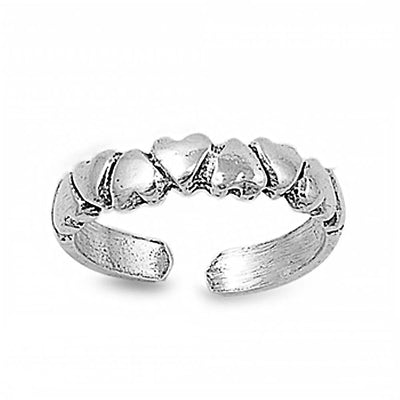 Sterling Silver Fancy Hearts Toe RingAnd Width 4 MM