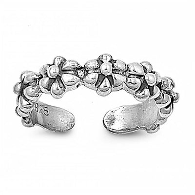 Sterling Silver Fancy Flower Toe RingAnd Width 5.5 MM