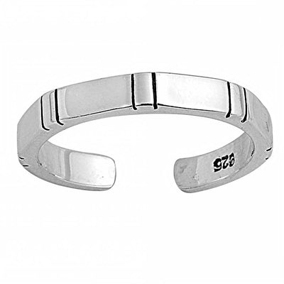 Sterling Silver Classy Vertical Line Toe RingAnd Width 3 MM