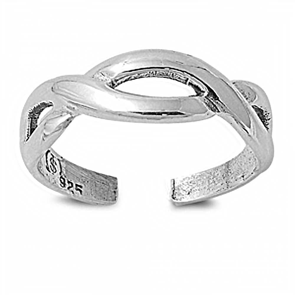 Sterling Silver Modish Infinity Band Design Toe Ring with Face Height of 6MM and Band Width of 4MM