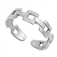 Sterling Silver Elegant Square Chain Toe RingAnd Width 4 MM