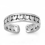 Sterling Silver Trendy Multiple Heart Design Toe Ring with Band With of 4.5MM