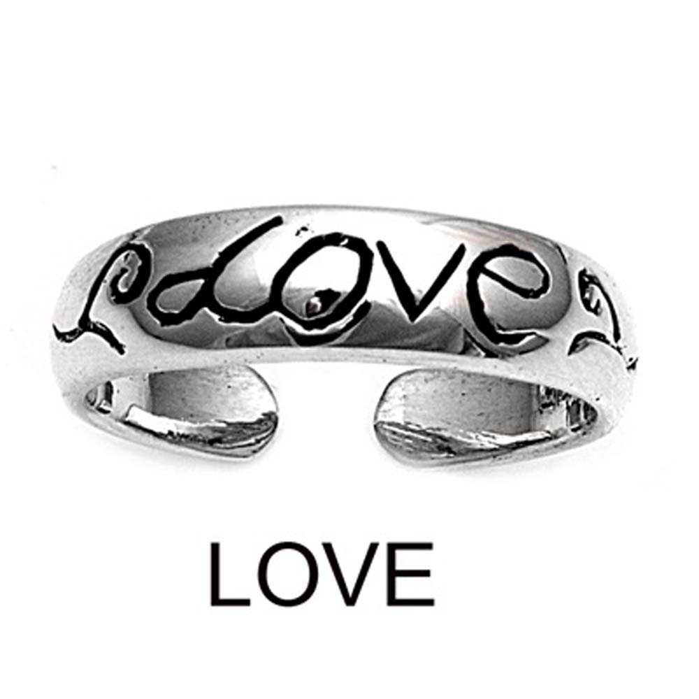 Sterling Silver Classy Toe Ring with Love EngravingAnd Face Height 5 MM