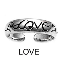 Load image into Gallery viewer, Sterling Silver Classy Toe Ring with Love EngravingAnd Face Height 5 MM