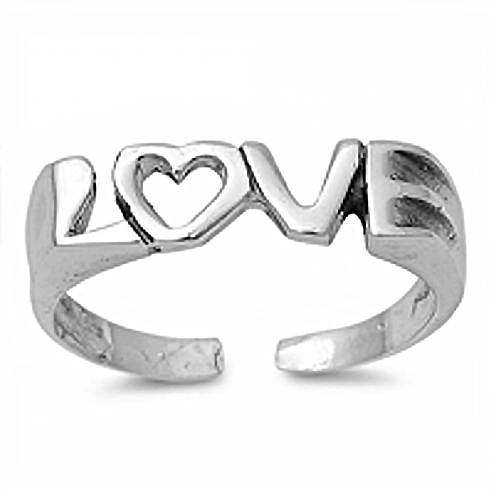 Sterling Silver Classy Love Toe RingAnd Face Height 5 MM