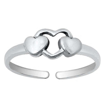 Load image into Gallery viewer, Sterling Silver Fancy Triple Hearts Toe RingAndFace Height 5 MM