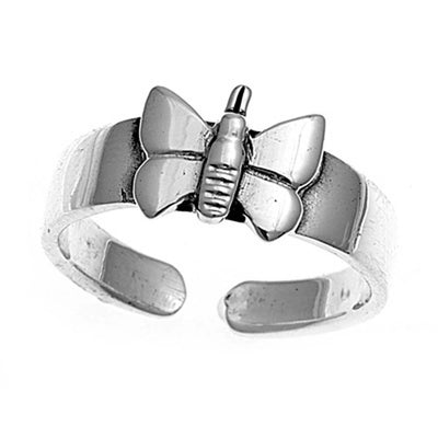 Sterling Silver Classy Butterfly Toe RingAnd Face Height 7 MM