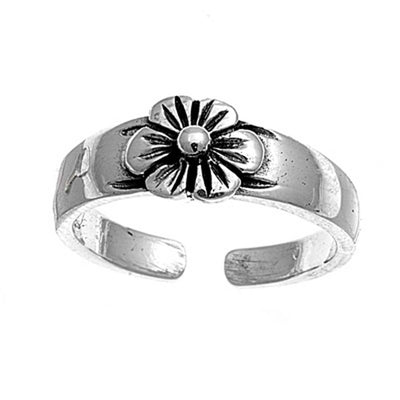 Sterling Silver Fancy Plumeria Toe RingAnd Face Height 6 MM