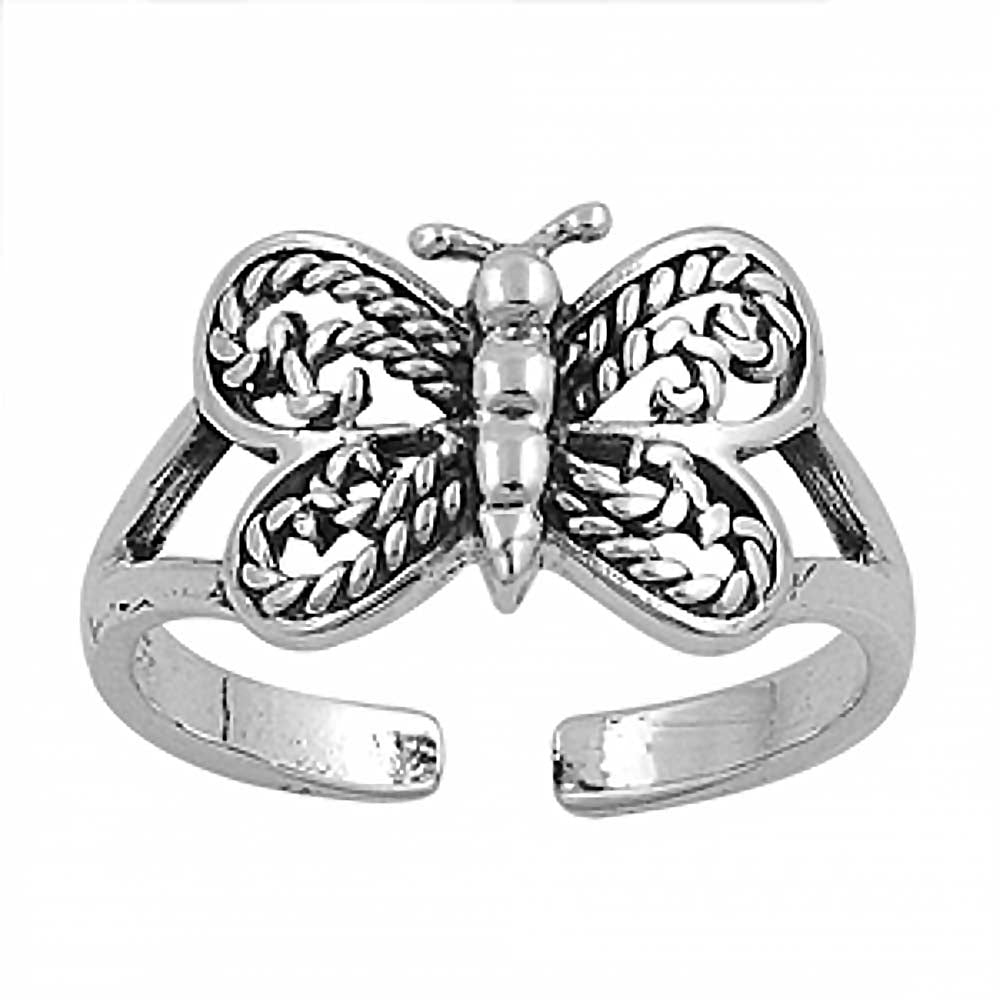 Sterling Silver Fancy Monarch Butterfly Toe RingAnd Face Height 9 MM