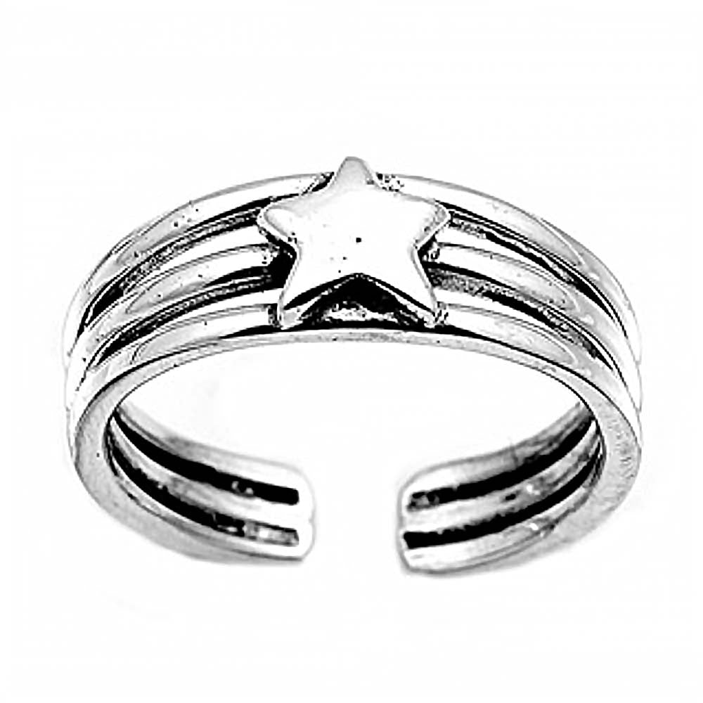 Sterling Silver Classy Star Toe RingAnd Band Width 5 MM