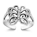 Sterling Silver Oxidized Butterfly Toe Ring-11 mm
