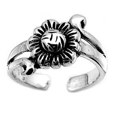 Sterling Silver Classy Flower Toe RingAnd Face Height 9 MM