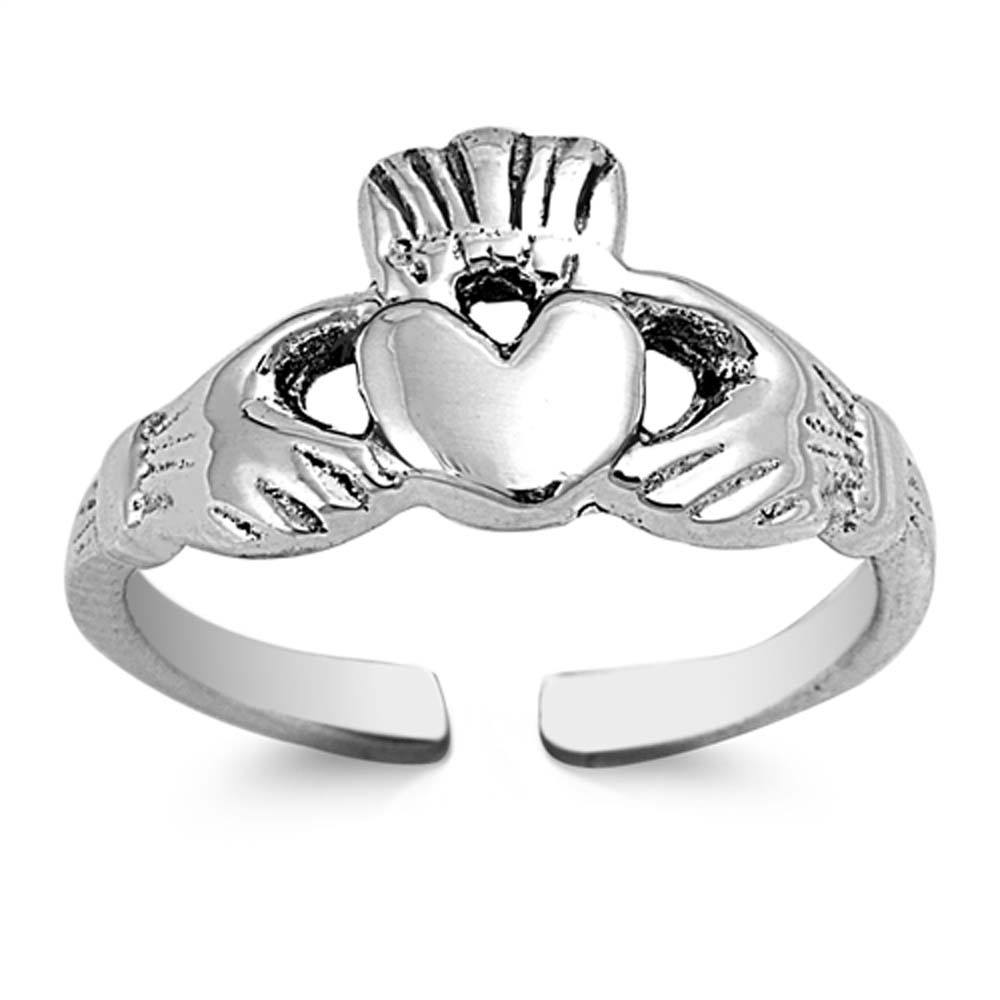 Sterling Silver Classy Claddagh Toe RingAnd Face Height 8 MM