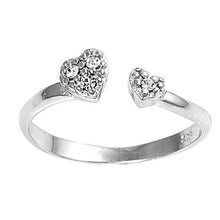 Load image into Gallery viewer, Sterling Silver Clear CZ in Heart shape Toe Ring AndFace Height 5mmAndBand Width 2mm