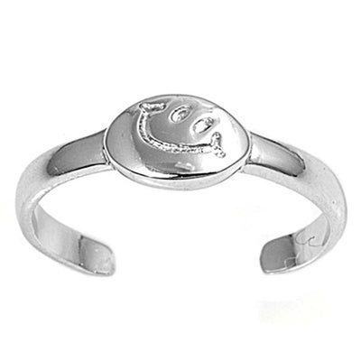 Sterling Silver Classy Smiling Face Toe RingAnd Fae Height 5 MM