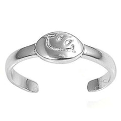 Sterling Silver Classy Smiling Face Toe RingAnd Fae Height 5 MM