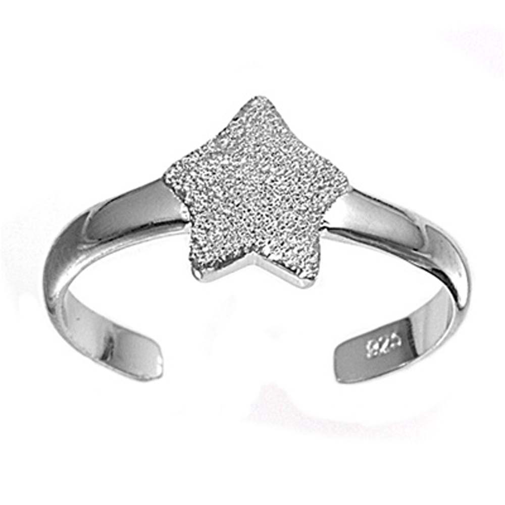 Sterling Silver Luxurious Star with  Clear CZ Toe RingAnd Face Height 8 MM