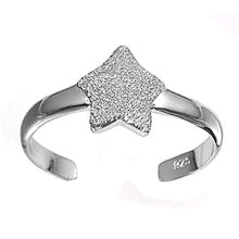 Load image into Gallery viewer, Sterling Silver Luxurious Star with  Clear Simulated Diamond Toe RingAnd Face Height 8 MM