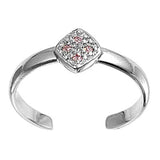 Sterling Silver Luxurious Paved Square with Pink and Clear Simulate DiamondAnd Face Height 6 MM
