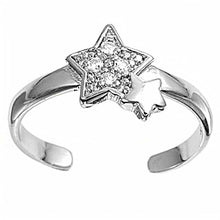 Load image into Gallery viewer, Sterling Silver Elegant Star with Clear Simulated Diamonds Toe RingAnd Face Height 8 MM