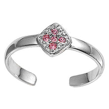 Load image into Gallery viewer, Sterling Silver Luxurious Cross with Pink Simulated Diamond Toe RingAnd Face Height 6 MM