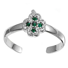 Load image into Gallery viewer, Sterling Silver Luxurious Cross with Emerald Simulated Diamond Toe RingAnd Face Height 8 MM