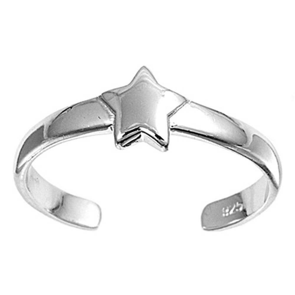 Sterling Silver Fancy Star Toe RingAnd Face Height 6 MM