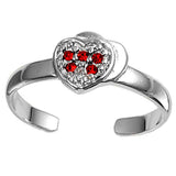 Sterling Silver Classy Heart with Ruby Simulated DiamondsAnd Face Height 6 MM