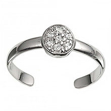 Load image into Gallery viewer, Sterling Silver Luxurious Round Clear Simulated Diamonds Toe RingAnd Face Height 6 MM