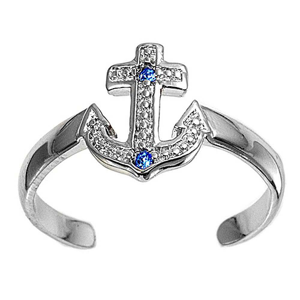 Sterling Silver w/ CZ- Anchor Toe Ring