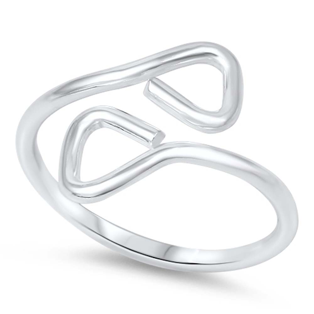 Sterling Silver Fancy Toe Ring Bypass Band with Face Height of 12MM