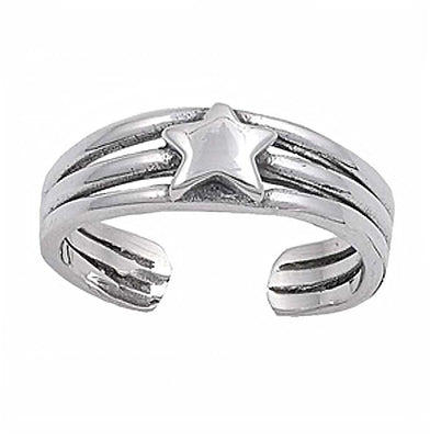 Sterling Silver Classy Star Toe RingAnd Band Width 5 MM