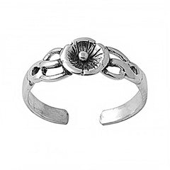 Sterling Silver Classy Plumeria Flower Toe RingAnd Band Width 6 MM
