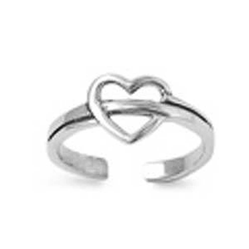Sterling Silver Fancy Thin Heart Toe RingAnd Face Height 2 MM