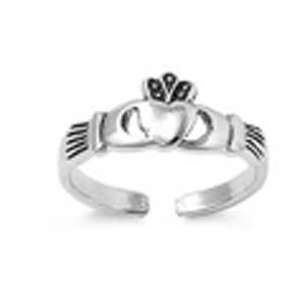 Sterling Silver Classy Claddagh Toe RingAnd Face Height 6 MM