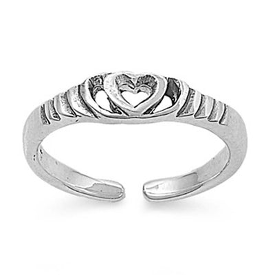 Sterling Silver Classy Heart Toe RingAnd Face Height 4 MM