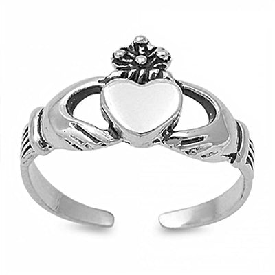 Sterling Silver Stylish Claddagh Toe RingAnd Width 6MM