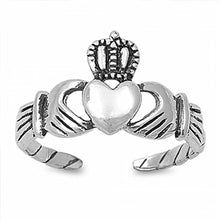 Load image into Gallery viewer, Sterling Silver Claddagh Shape Toe RingAndWidth 9mm