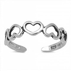 Sterling Silver Fancy Multi Heart Design Toe RingAnd Width 4 MM