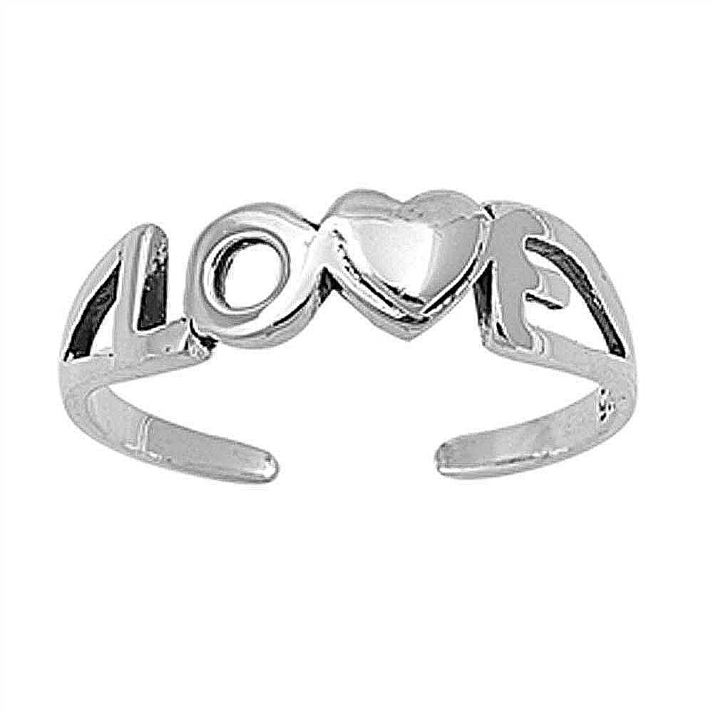 Sterling Silver Classy   Love  with Heart Toe RingAnd Width 4 MM