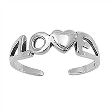 Load image into Gallery viewer, Sterling Silver Classy   Love  with Heart Toe RingAnd Width 4 MM