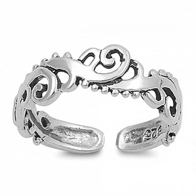 Sterling Silver Stylish Swirl Design Toe RingAnd Face Height 5 MM