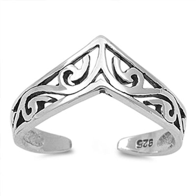 Sterling Silver V Shape Filigree Toe Ring