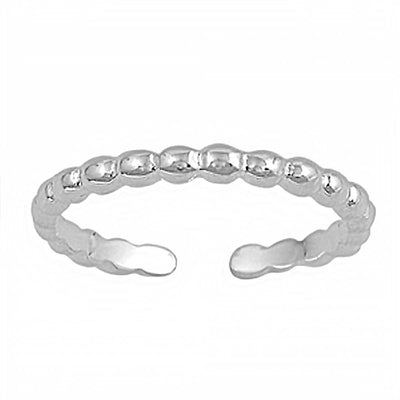 Sterling Silver Fancy Pearl Design Toe Ring And Face Height 2 MM