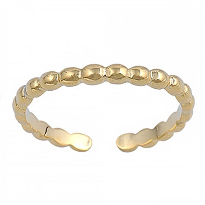 Sterling Silver Yellow Gold Plated Fancy Pearl Design Toe Ring And Face Height 2 MM