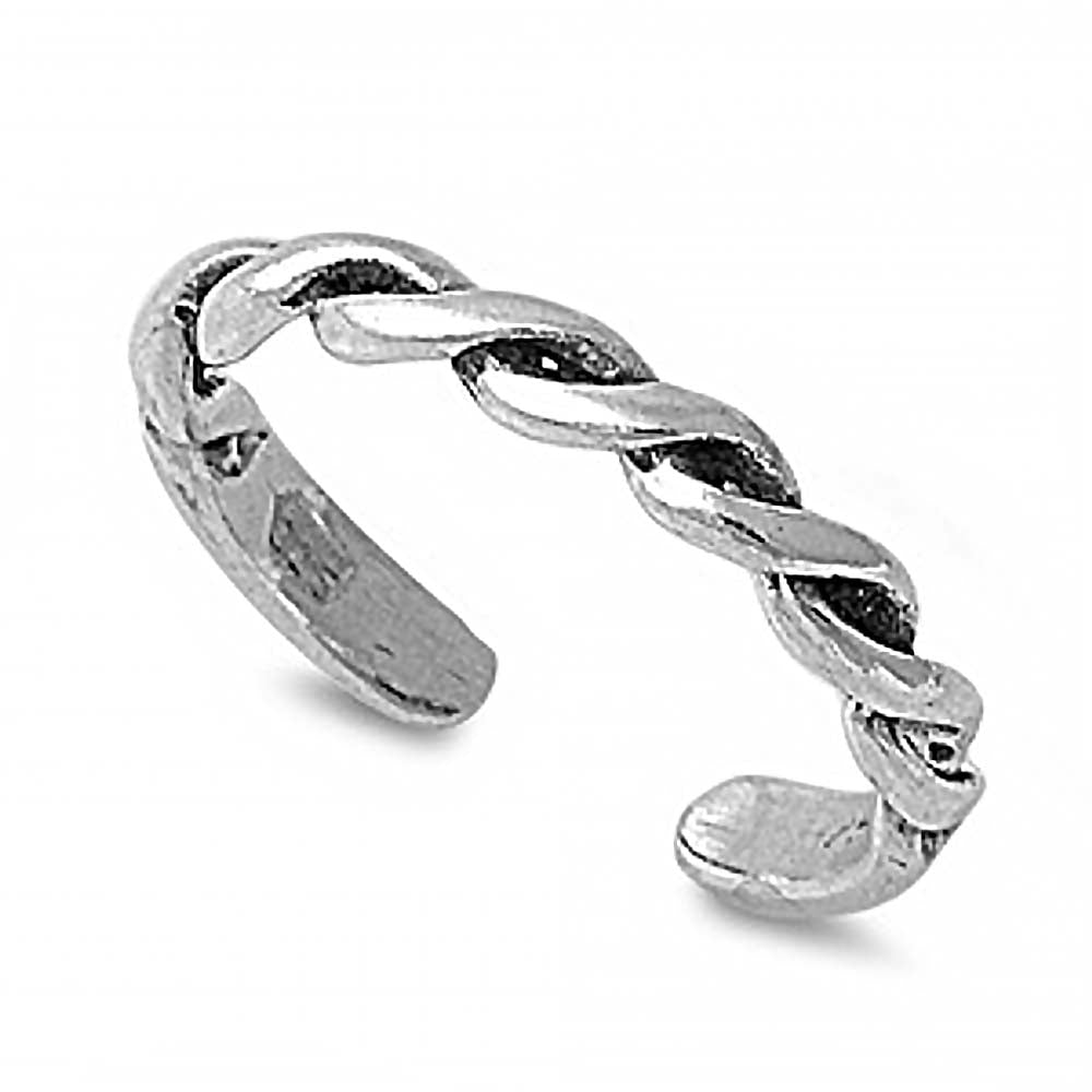 Sterling Silver Fancy Thin Rope Design Toe RingAnd Width 2 MM
