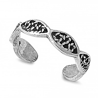Sterling Silver Fancy Filigree Design Toe RingAnd Width 4 MM