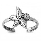 Sterling Silver Toe Ring with Centered StarfishAnd Face Height 10 MM