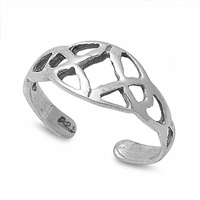 Sterling Silver Fancy Celtic Knots Design Toe RingAnd Face Height 7 MM